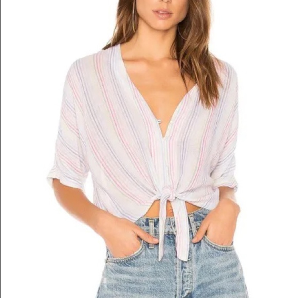 Rails Thea Isla Stripe Tie Front Shirt, Size S